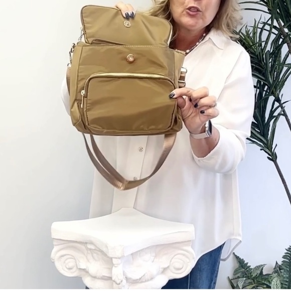 K. Carroll Nylon Messenger Crossbody or Shoulder Bag in Taupe - NWT - Picture 8 of 8